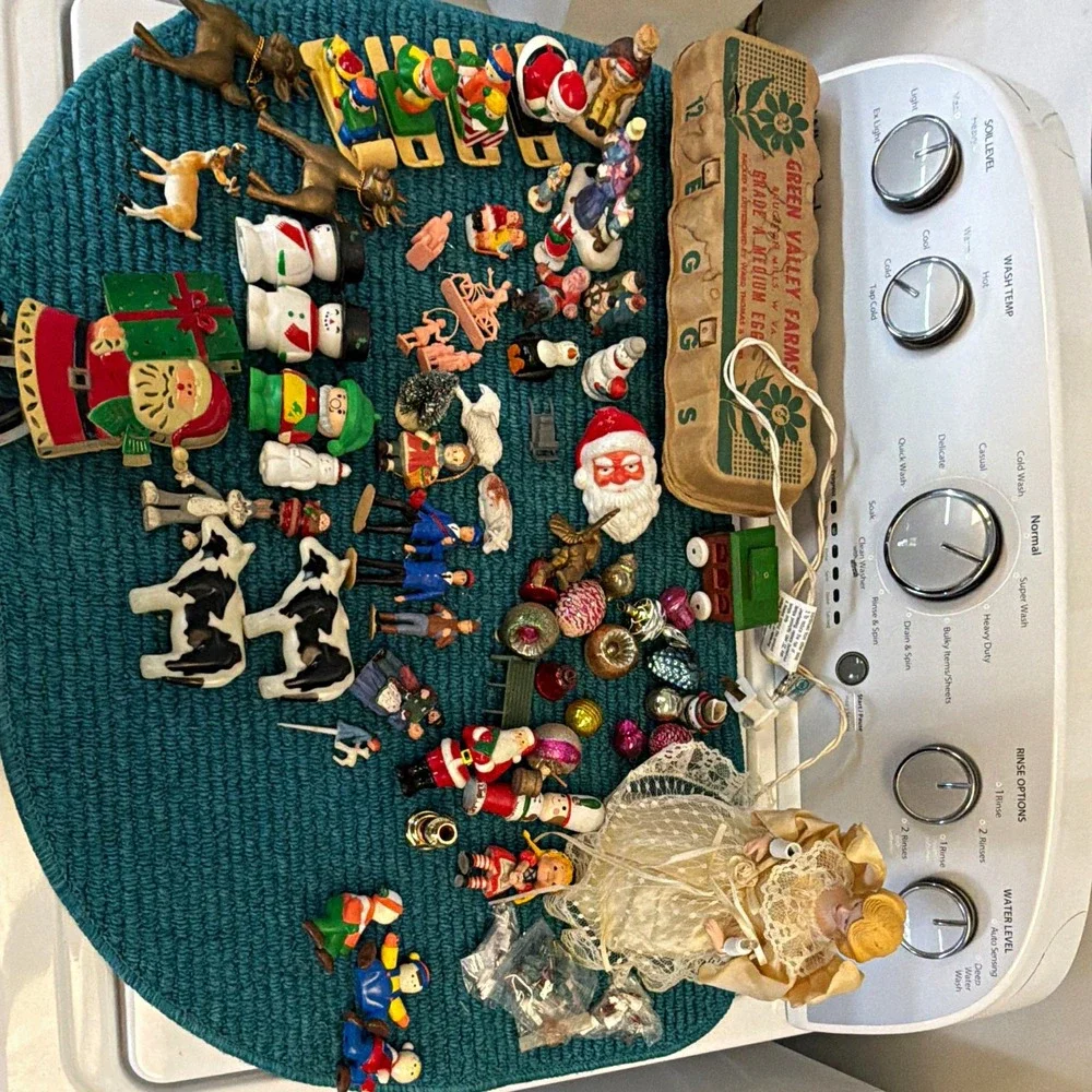 Assorted Christmas Ornament Lot Santa Snowman Reindeer Figurines Multicolor